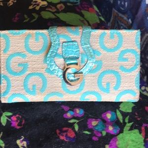Guess turquoise & tan bifold wallet